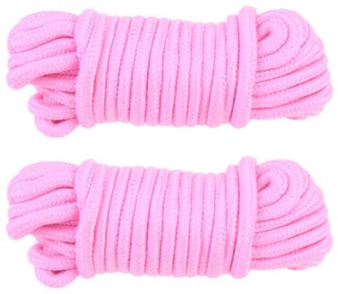 Wschic 2 Stuks Zachte Katoenen Touw, 32 Voeten Multifunctionele Natural Duurzaam Gevlochten X9FA Roze