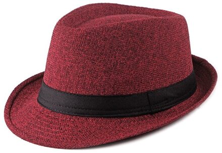 Wuaumx Herfst Winter Mannen Hoed Fedora Hoed Voor Man Vrouw Retro Bowler Hoeden Gentleman Jazz Caps Mannen fedora Pet rood