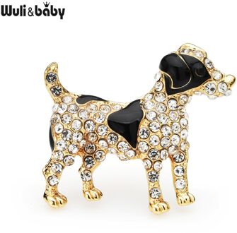 Wuli & Baby Enamel Spot Hond Broches Vrouwen Strass Hond Huisdieren Animal Party Casual Broche Pins