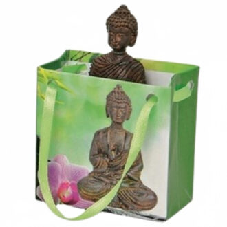 Wurm Boeddha - bruin - in cadeautasje - H5 cm - beeld - cadeau