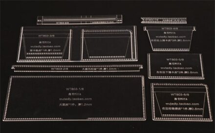 Wuta 803 Unisex Portemonnee Template Leather Clear Acryl Patroon Set Model Voor Maken Korte Portemonnee Rits Portemonnee Leathercraft Gereedschap