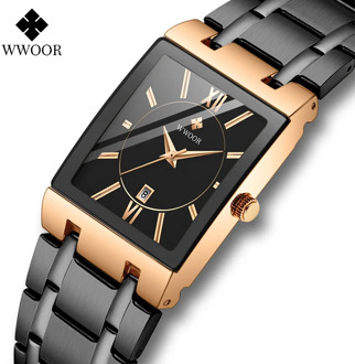 WWOOR Rose Gold Watch Women Square Quartz Waterproof Ladies Watches Top Brand Luxury Elegant Wrist Watch Female Relogio Feminino