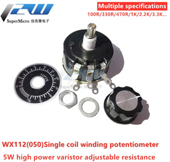 WX112 WX050 5W Watt 6mm Round Shaft Wire Rotary Potentiometer 100R 1K 2K2 4K7 10K 22k 47k