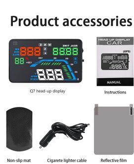 Wyobd Q7 5.5Inch Auto Hud Gps Head Up Display Universele Snelheidsmeters Overspeed Waarschuwing Dashboard Voorruit Projector