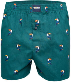 X heren wijde boxershort met binnenbroek toekan print Groen - L