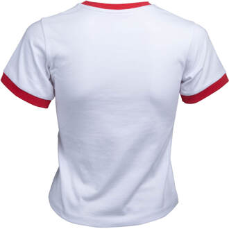 X-Men Emblem Women's Cropped Ringer T-Shirt - White Red - L Wit