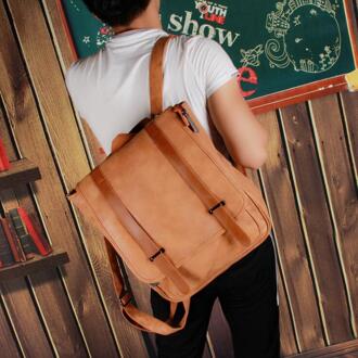 X-Online 031817 student schooltas tiener vintage lederen rugzak khaki