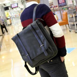 X-Online 031817 student schooltas tiener vintage lederen rugzak zwart