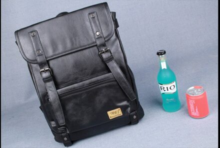 X-Online 031817 student schooltas tiener vintage lederen rugzak zwart