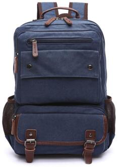 X-Online 032217 man canvas rugzak student schooltas Blauw