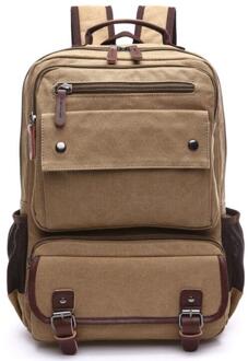 X-Online 032217 man canvas rugzak student schooltas khaki