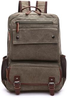 X-Online 032217 man canvas rugzak student schooltas leger groen