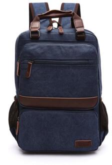 X-Online 032317 preppy stijl student schooltas man canvas rugzak Blauw