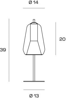 X-Ray tafellamp, brons/goudkleurig, hoogte 39 cm glas brons-transparant, geborsteld goud