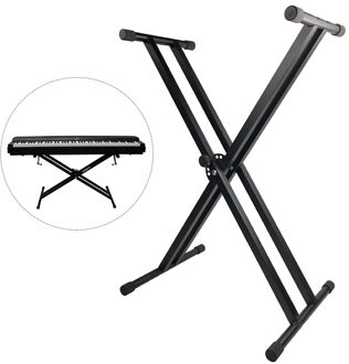 X-Stijl Piano Keyboard Stand Verstelbare En Draagbare Zware Muziek Stand Met Verankering Strap Black