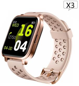 X3 Siliconen Smart Watch Smart Dynamische Armband Statische Hartslag IP68 Sport Stappenteller Polsband Smart Band Fitness Tracker roos goud