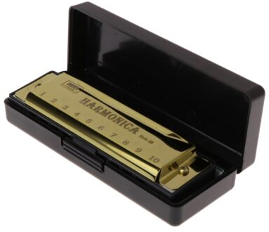 X5QF 10 Gaten Sleutel Van C Blues Harmonica Muziekinstrument Educatief Speelgoed Met Case Goud