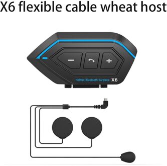 X6 Helm Bluetooth 5.0 Headset 1500Mah Super Grote Batterij Motorfiets Oortelefoon Stereo Hoofdtelefoon Twee Manier Installatie flexible draad