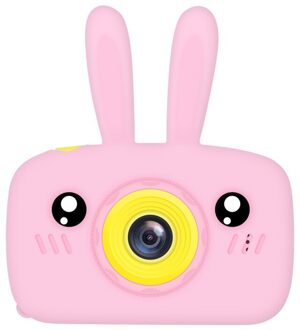 X9 2.0 Inch 1200W Hd Screen Kinderen Mini Camera Met Cartoon Beschermhoes 1080P Digitale Dual Camera met Sd-kaart roze