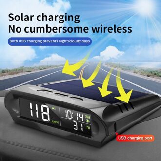 X98 Universele Hud Auto Solar Digitale Meter Gps Snelheidsmeter Overspeed Alarm Afstand Hoogte Display