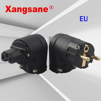 XANGSANE L-shaped curved F1-12 copper gold-plated EU power plug plug-in HiFi audio plug plug-in 1 set