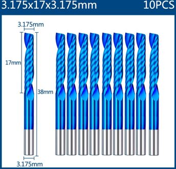 Xcan End Mill Frees 3.175Mm Shank Cnc Router Bit Nano Blue Coated Carbide Graveren Bit Cnc Frezen Gereedschap 10stk 1 Flute
