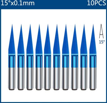 Xcan End Mill Frees 3.175Mm Shank Cnc Router Bit Nano Blue Coated Carbide Graveren Bit Cnc Frezen Gereedschap 10stk 15Dx0.1