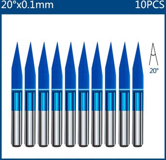 Xcan End Mill Frees 3.175Mm Shank Cnc Router Bit Nano Blue Coated Carbide Graveren Bit Cnc Frezen Gereedschap 10stk 20Dx0.1