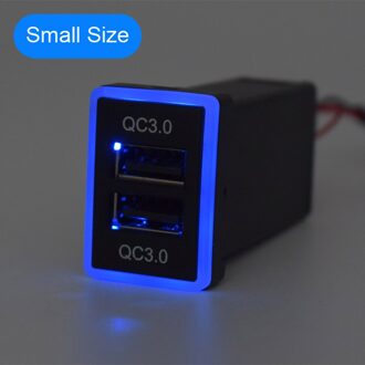 Xcgaoon QC3.0 Quickcharge Autolader Dubbele Usb Poort Telefoon Dvr Adapter Plug & Play Kabel Voor Toyota, uitgangsvermogen 18W Max kleine maat blauw