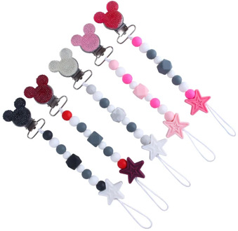 XCQGH 1Pcs Bling Bling Baby Boy Girl Pacifier Holder Chain Chew Silicone Beads Infant Pacifier Clip