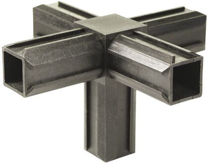 Xd-buisverbinder Kruisstuk Met Een Haakse Afloop Materiaal: Polyamide, Kleur: Zwart 20 X 20 X 1,5 Mm