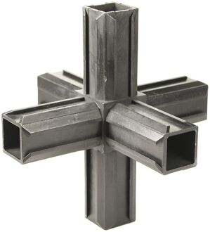 Xd-buisverbinder Kruisstuk Met Twee Haakse Aflopen Materiaal: Polyamide, Kleur: Zwart 20 X 20 X 1,5 Mm
