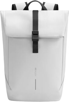 XD Design Urban Water Resistant Flap Top off white schooltas anti diefstal rugzak Wit - H 43/60 x B 30 x D 12 cm