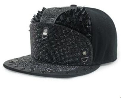 Xdanqinx Novelty Hip Hop Caps Voor Mannen Vrouwen Diamant Bezette Hoofdtooi Decoratie Platte Rand Hoed Trend Hip-hop Baseball Hoed kleur-2