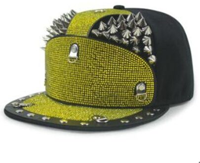 Xdanqinx Novelty Hip Hop Caps Voor Mannen Vrouwen Diamant Bezette Hoofdtooi Decoratie Platte Rand Hoed Trend Hip-hop Baseball Hoed kleur-5