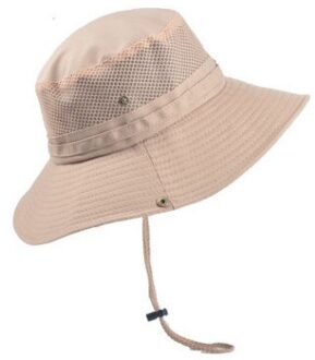 XdanqinX Opvouwbare mannen Mesh Hoed Ademend Emmer Hoeden Zomer Wind Touw Vaste vrouwen Ventilatie Strand Hoed Vissen cap khaki