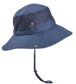 XdanqinX Opvouwbare mannen Mesh Hoed Ademend Emmer Hoeden Zomer Wind Touw Vaste vrouwen Ventilatie Strand Hoed Vissen cap marine blauw