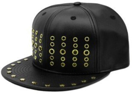 Xdanqinx Punk Stijl Hip Hop Caps Voor Mannen Vrouwen Metalen Gat Hoofdtooi Decoratie Platte Rand Cap Verstelbare Paar hoed stijl-3