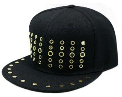 Xdanqinx Punk Stijl Hip Hop Caps Voor Mannen Vrouwen Metalen Gat Hoofdtooi Decoratie Platte Rand Cap Verstelbare Paar hoed stijl-5