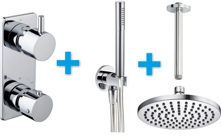 Xellanz Chroom Inbouwthermostaatset met Hoofddouche en Handdouche - 20cm