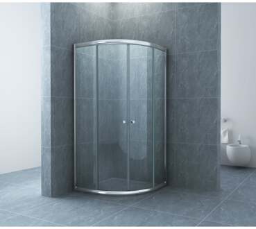 Xellanz Eco Kwartronde Douchecabine met 2 Schuifdeuren - 1000x1000x1900x5mm - Helder Glas/Chroom