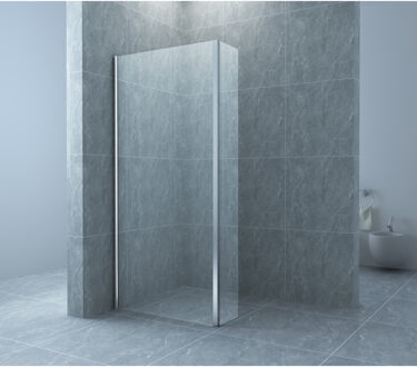 Xellanz Eco Zijwand met Hoekprofiel - 400x2000x8mm - NANO - Helder Glas/Chroom