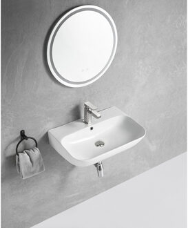 Xellanz Finta Vrijhangende Wastafel - 65.5x42x16.5cm - Keramiek - Glans Wit