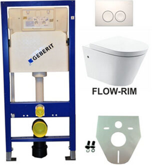 Xellanz Geberit UP100 Toiletset - Flow Rim Wandcloset met Zitting - Delta 25 - Wit