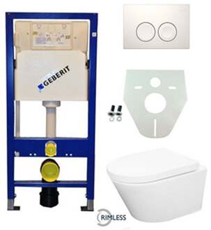 Xellanz Geberit UP100 Toiletset - Vesta Rimless Wandcloset met Zitting - Delta 25 - Wit