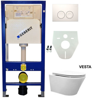 Xellanz Geberit UP100 Toiletset - Vesta Wandcloset met Flatline Zitting - Delta 25 - Wit