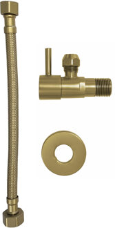 Xellanz Minimal Hoekstopkraan - 1/2x3/8 - met Flexibele Aansluitslang - 1/2x3/8 - 25cm - Geborsteld Messing