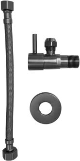 Xellanz Minimal Hoekstopkraan - 1/2x3/8 - met Flexibele Aansluitslang - 1/2x3/8 - 25cm - Gunmetal