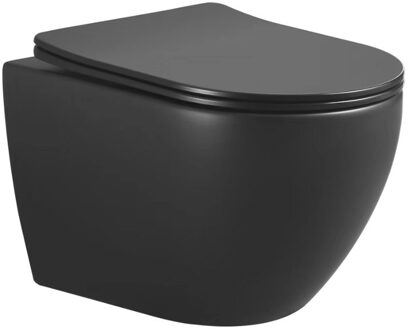Xellanz Nibiru Rimless Wandcloset met Toiletzitting - Softclose en Quick Release - Mat Zwart