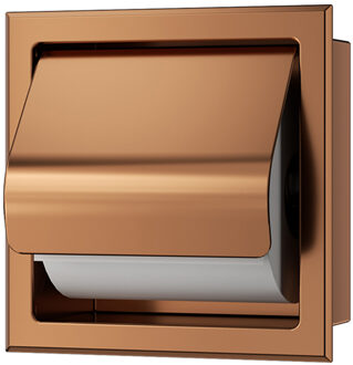 Xellanz Rocko Toiletrolhouder met Klep - Inbouw - Geborsteld Brons Koper